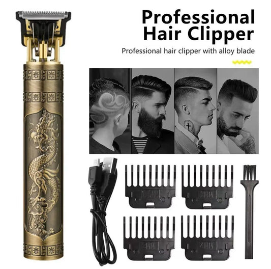 PROFESSIONAL VINTAGE t9 DRAGON STYLE TRIMMER FOR MEN, Usb Rechargeable Outline Edger Beard Trimmer, GROOMING KIT FOR MEN