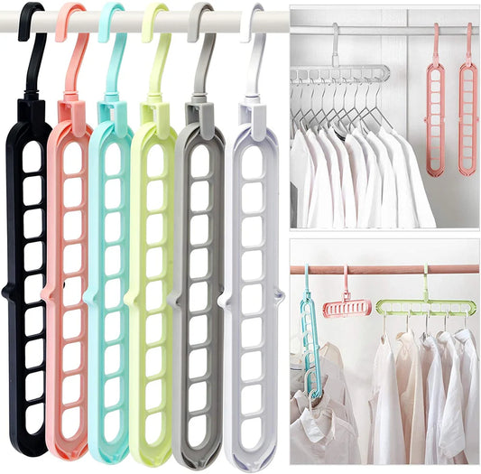 MAGIC HANGER, 9 HOLE PLASTIC HANGER , 360 ROTATABLE SMART CLOTHS ORGANIZING.(PACK OF 4)