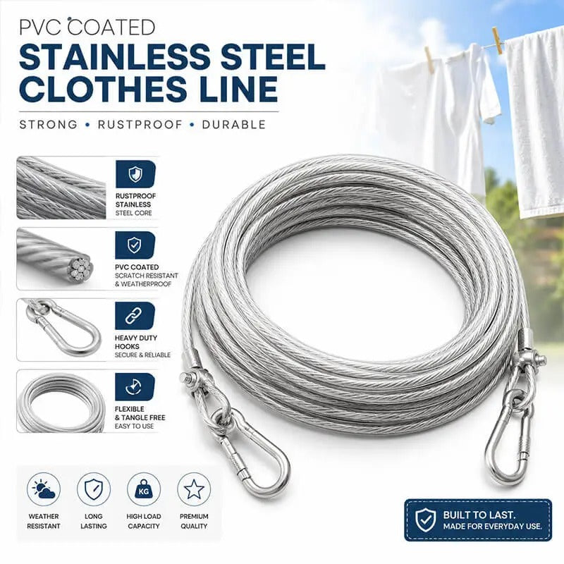 𝐒𝐭𝐚𝐢𝐧𝐥𝐞𝐬𝐬 𝐒𝐭𝐞𝐞𝐥 𝐏𝐕𝐂 𝐂𝐨𝐚𝐭𝐞𝐝 𝐂𝐥𝐨𝐭𝐡𝐞𝐬𝐥𝐢𝐧𝐞 – 𝐇𝐞𝐚𝐯𝐲-𝐃𝐮𝐭𝐲 𝐑𝐮𝐬𝐭-𝐑𝐞𝐬𝐢𝐬𝐭𝐚𝐧𝐭 𝐃𝐫𝐲𝐢𝐧𝐠 𝐖𝐢𝐫𝐞